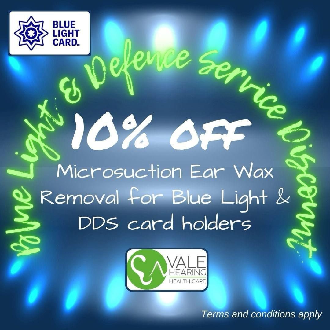 valehearing's tweet photo. 10% off for Blue Light &amp; Defence Discount Services card holders  🩵💙💚 #bluelight #Military #EmergencyResponse #discount #earwaxremoval #llantwitmajor https://t.co/gCr0hhlQAz