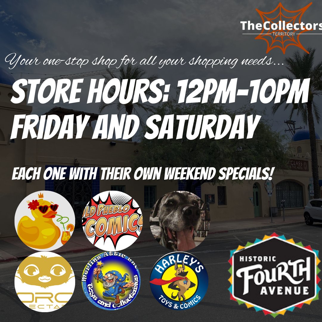 Let the @theCollectorsTerriroty help you with all your shopping needs! Every weekend, each vendor has their specials and once you are done shopping with us, take a walk down @4thAveTucson to explore all the other amazing #local shops and #localrestaurants!