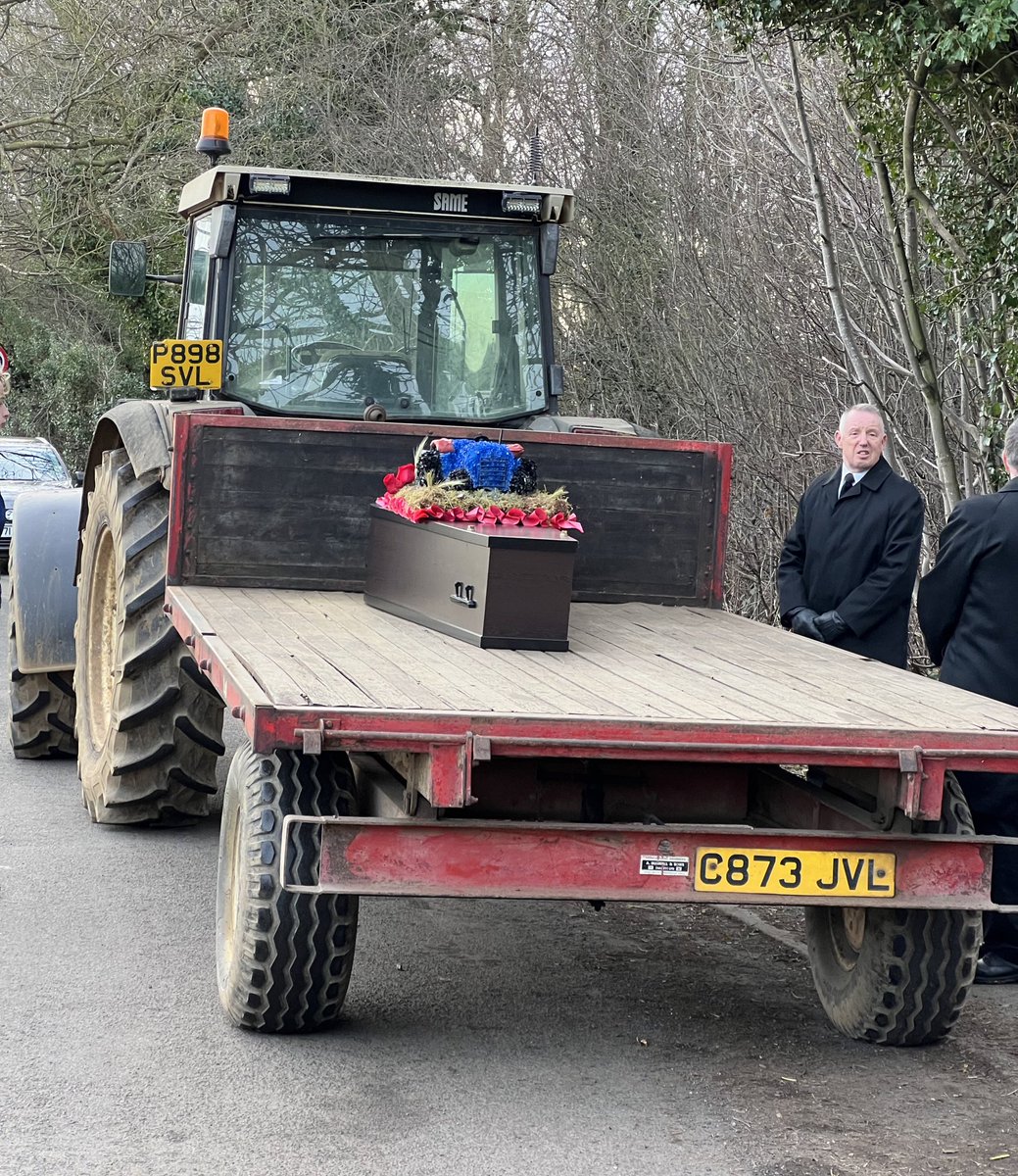 my grandad spent most of his life working on farms around North Lincolnshire and was happiest on a tractor - so it was very fitting for his final journey today to take place on the back of a tractor 🚜♥️