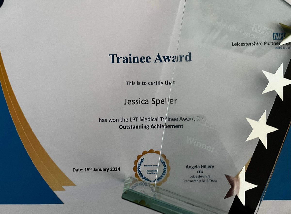 When your daughter has won as many awards in her first three years of work as you have in your 30+ years …..🙄😂Very proud <a href="/Spells95/">Jess 🦥</a> getting the “outstanding achievement” award at the <a href="/LPTnhs/">Leicestershire Partnership NHS Trust</a> medical trainee awards today. Even if I say so myself - I’ve raised a good ‘un!! 😊