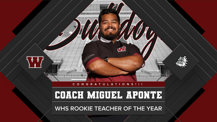 Congratulations to Coach Aponte! He was named Waller High School's Rookie Teacher of the Year! Waller greatness in the classroom and on the field! #BulldogBrag #WeAreWaller