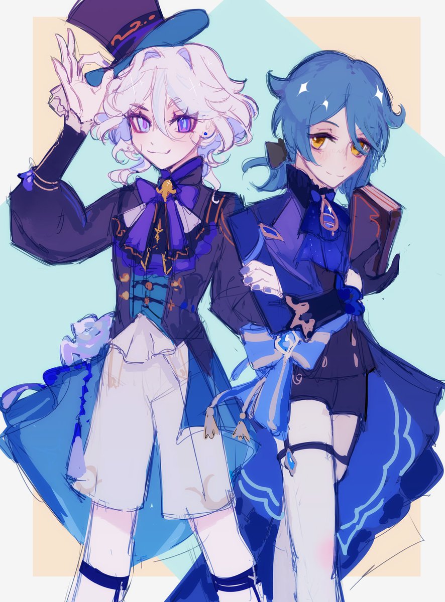 フリーナ(原神) 「SKIN SWAP #furina #xingqiu」|навь клеверのイラスト