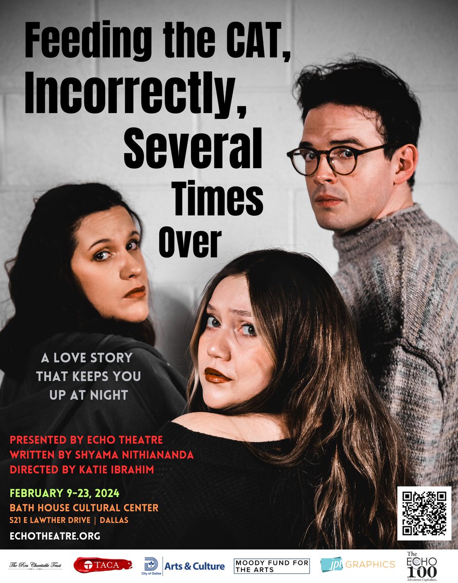 Announcing our first regional premiere of A Very Uneasy Season:

Feeding the Cat, Incorrectly, Several Times Over by Shyama Nithiananda, a winner of our 2023 Texas Shout Out Competition for Women+ BIPOC Playwrights!
 our.show/echotheatrebox…

#dfwarts #dfwtheatre #feedingthecat