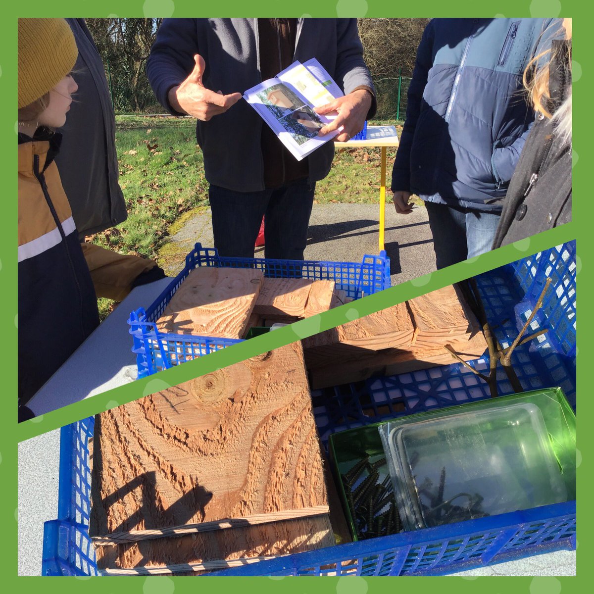 CDIKerfontaine's tweet photo. Cet après midi au collège et au grand air : fabrication de 2 nichoirs, 1 mangeoire & 1 abreuvoir avec les bénévoles de l’association locale Cap des Possibles. Joie des bricoleurs en herbe ! Vivement le printemps ! #collegekerfontaine #ecodelegues #EEDD #accueillirlesoiseaux https://t.co/s5jiyWEN4U