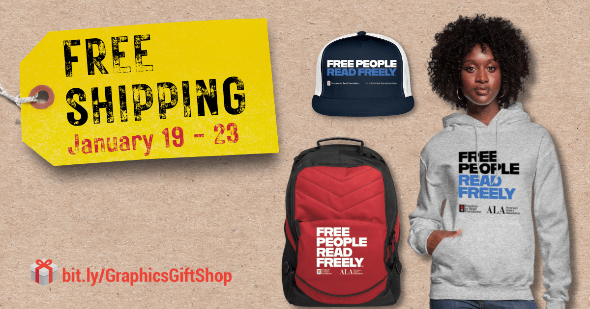 ALALibrary's tweet image. Free shipping at the ALA Graphic Gift Shop during #LibLearnX24! 
Shop January 19-23. bit.ly/GraphicsGiftSh…
#FreePeopleReadFreely