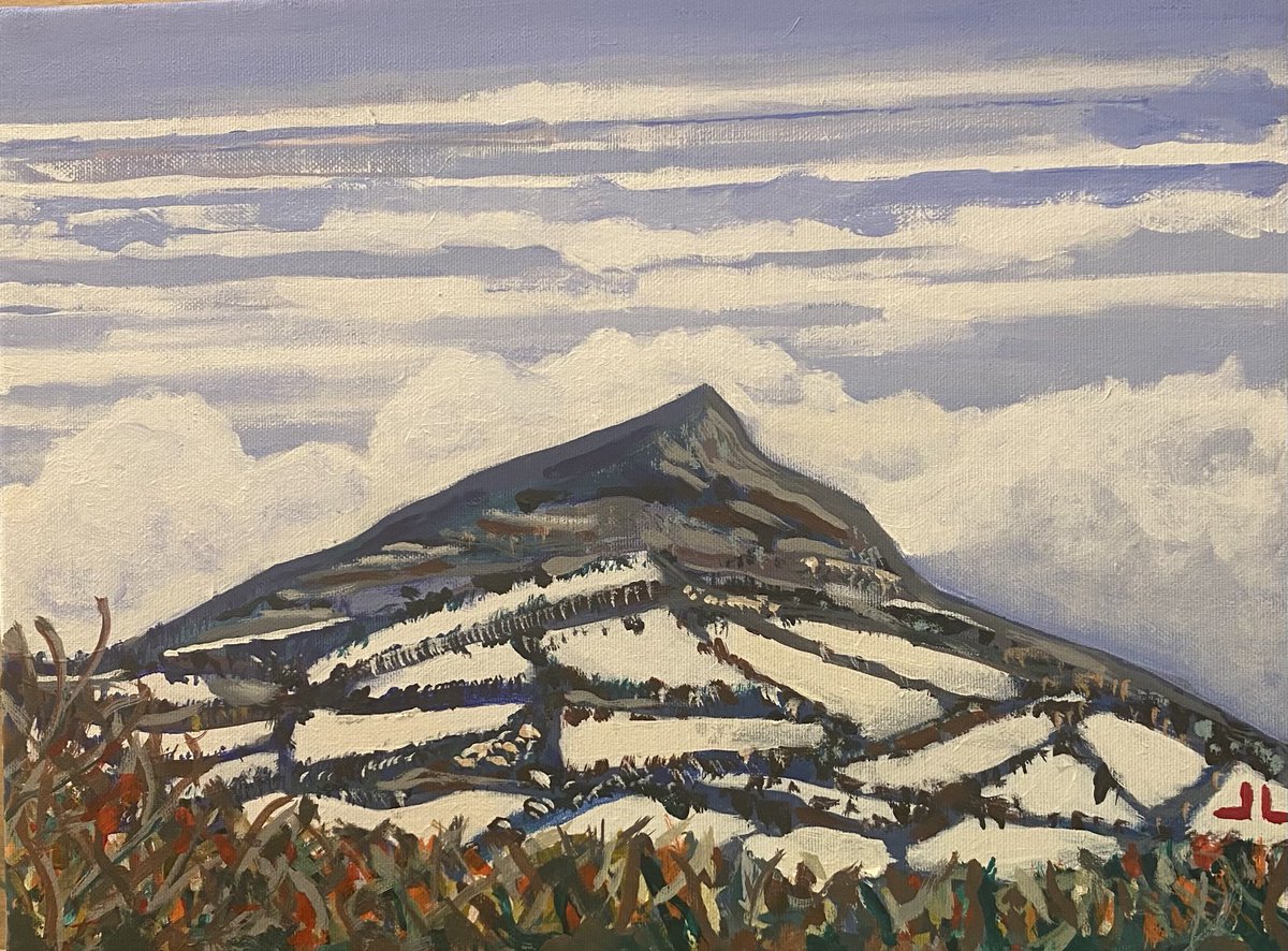 Snow on the Sugar Loaf #Wicklow - Acrylic on A3 Canvas - Homage to Peter Collis RHA - ⁦@cead_ncad⁩ #Wellbeing