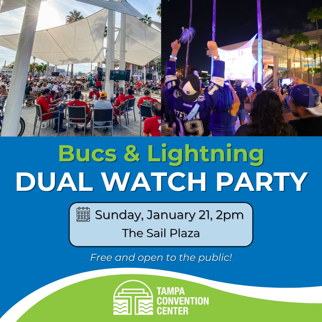2 teams, 1 great watch party! Don't miss the TEAM TAMPA BAY vs. Detroit event, featuring the @buccaneers Playoffs game & the @tblightning match.

MORE INFO: tampa.gov/news/2024-01/b…

@cityoftampa

#thesailtampa #tampabar #tampadrinks #tampafun #tampafl #downtowntampa #tampaproud