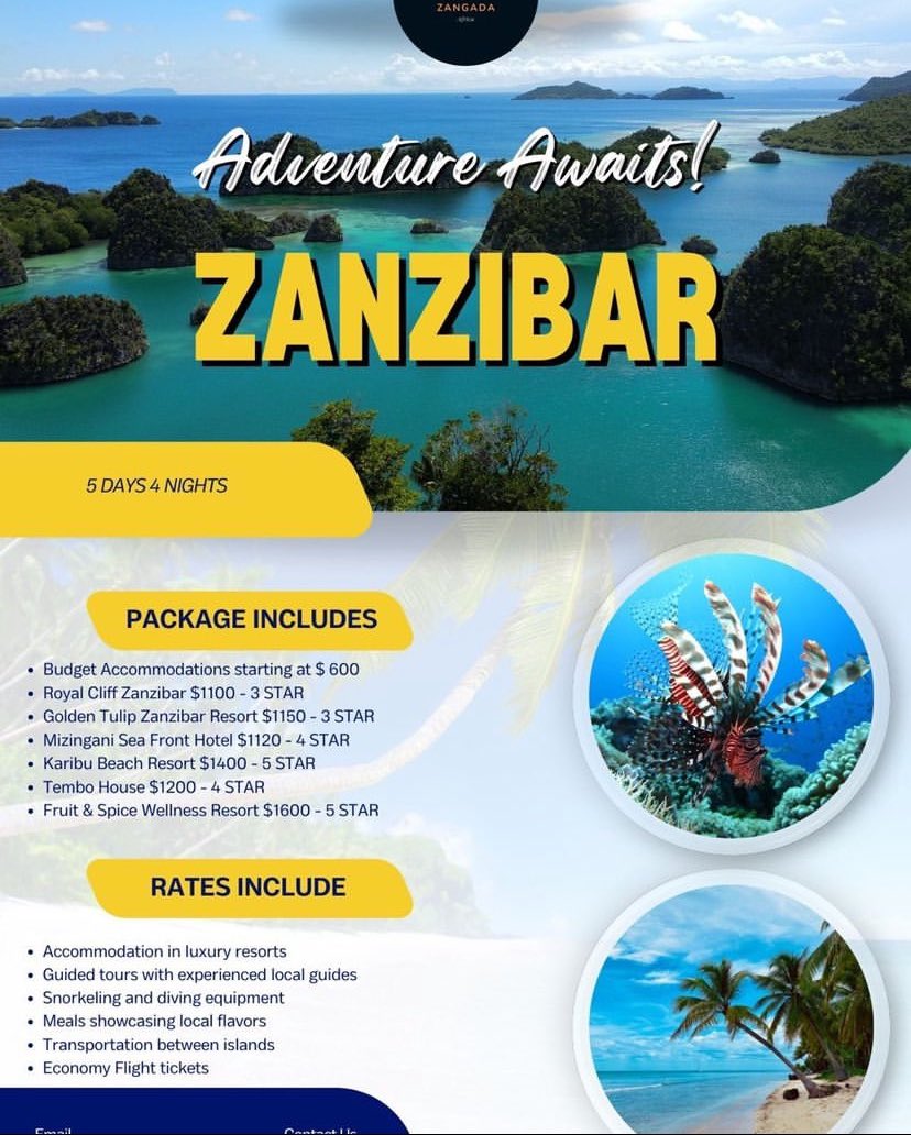 'Embrace the call of Zanzibar's azure seas and golden sands. A 5-day adventure awaits! 🌊🌞 #ZanzibarDreaming #IslandAdventure'