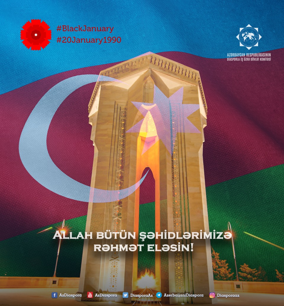 DiasporaAz's tweet photo. 20 Yanvar şəhidlərimizin xatirəsini qürur və ehtiramla anırıq! 

#20yanvar #20yanvar1990 #BlackJanuary https://t.co/6nILRLnQes