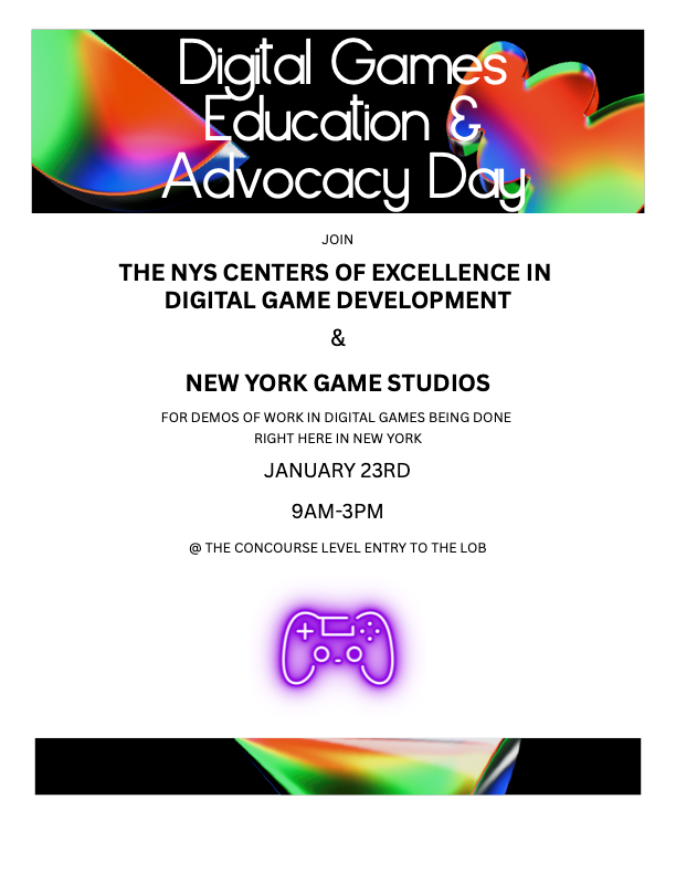 Our Chief of Staff | Director of Games Industry Relations Jenn Hinton and Digital Game Hub Coordinator Denny McCorry will be making a visit next week to lead our statewide lobbying effort with NYU and RPI and our games industry colleagues. NYS is the place for  #gamedev #indiedev