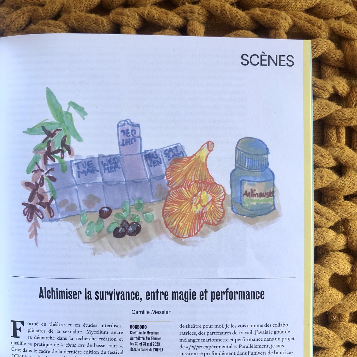 EN ACCÈS LIBRE SUR NOTRE SITE WEB

Camille Messier a rencontré Mycelium pour discuter de sa pièce BORBORO et de son univers combinant conte de fées et show rock.

Illustration : Julie Delporte.

revueliberte.ca/abonnement