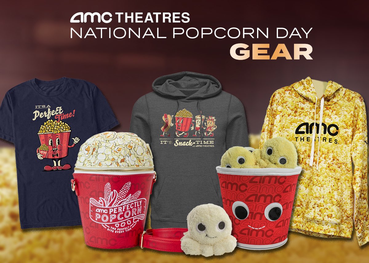 Happy #NationalPopcornDay! Celebrate today with unlimited refills of popcorn today at @AMCTheatres and check out some of the fun merchandise they have for sale online! 

#AMCNOTLEAVING