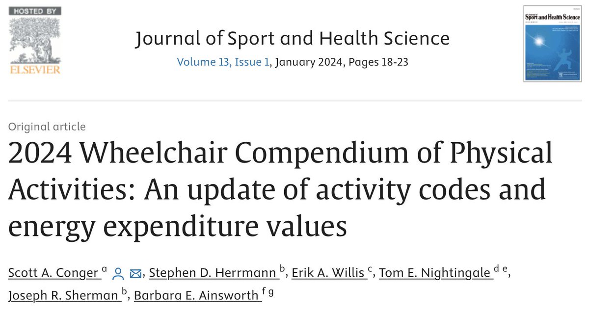I remember using and citing the 2011 Wheelchair Compendium of Physical Activities during my PhD circa 2014. Was a pleasure to help with the update tinyurl.com/2p97fx65 published as part of a special issue in <a href="/JSHS_MedHealth/">Journal of Sport and Health Science (JSHS)</a> pacompendium.com <a href="/UBSportExR/">UBSportExR</a> <a href="/TraumaUoB/">Trauma Research UoB</a>