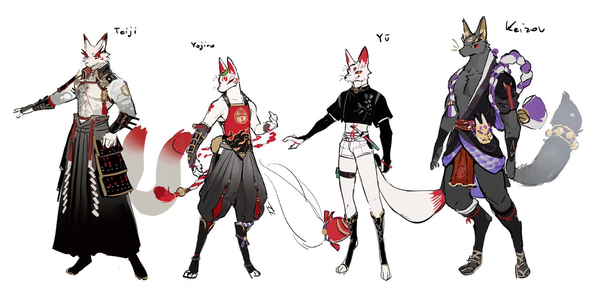 Been working on them for a while I have added more kitsunes to the