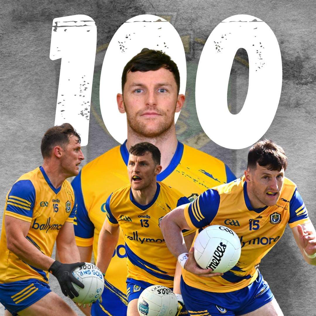 Congratulations to Diarmuid who is making his 100th Senior appearance for the Rossies tonight. A fantastic achievement Diarmuid. Hopefully manymore to come. #RosGAA