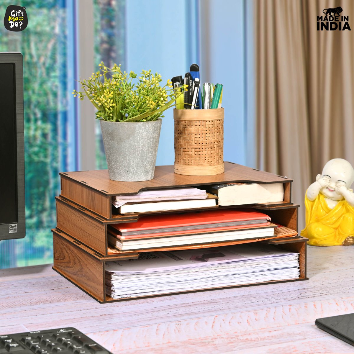 GiftKyaDe's tweet image. Organize with Ease: Our 3-tier file organizer, perfect for files and books, adapts to your space – go horizontal or vertical.🤩

Crafted from eco-friendly materials, it&apos;s a sustainable solution for a clutter-free workspace. 🌿📚

#FileOrganizer#EcoFriendly