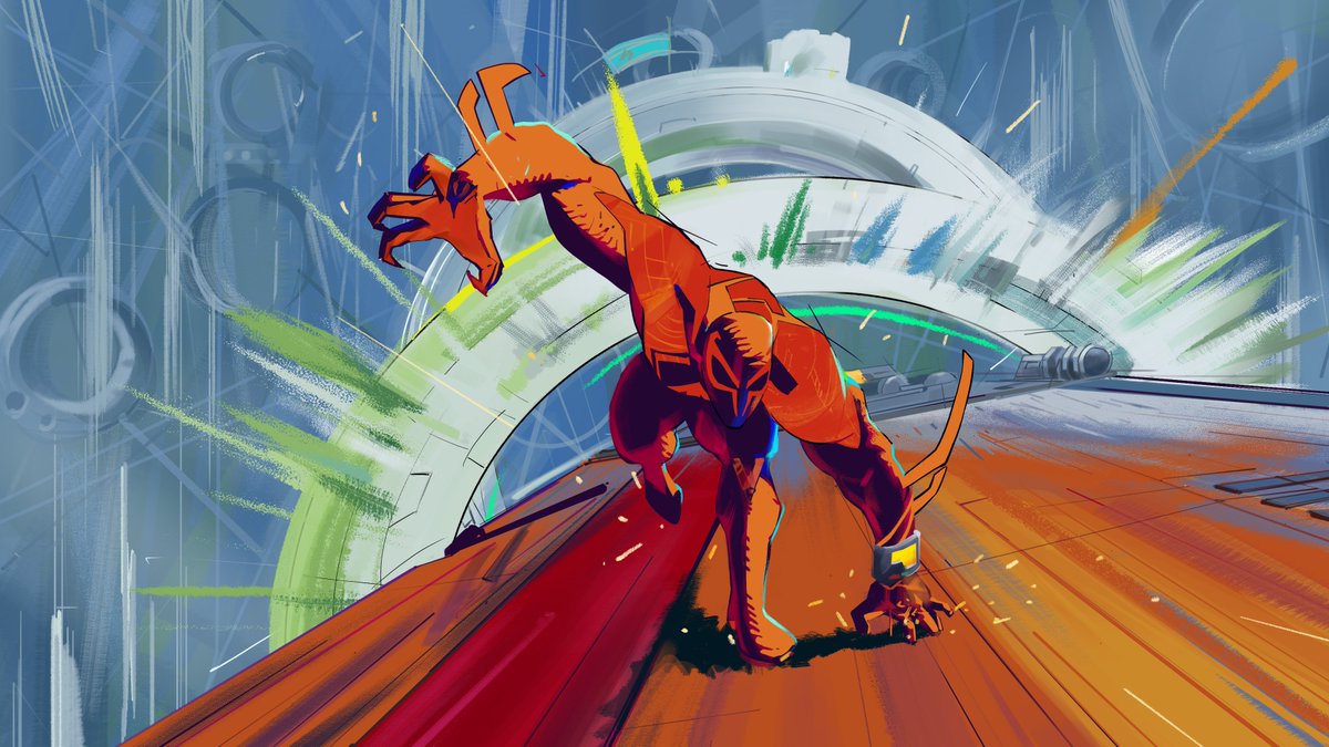 How did I forget to post this? 😵I have been inactive for a while but I was working...
.
Nueva York train chase scene study from #AcrossTheSpiderVerse 
.
#SpiderVerse #MiguelOHara #Spiderman2099 #digitalart #scenestudy
