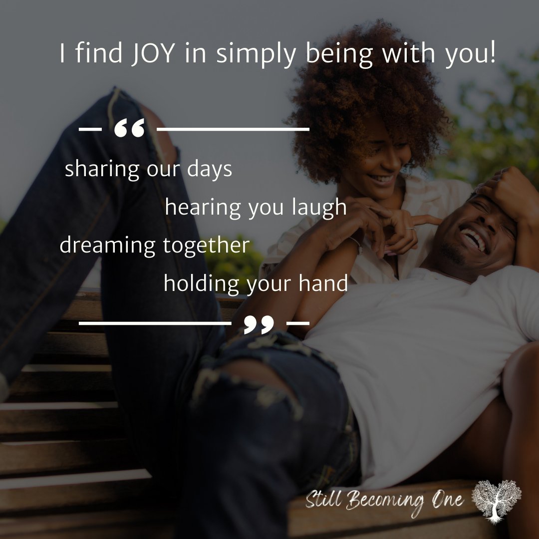 I find joy in simply being with you!

#stillbecomingone #onefleshmarriage #marriagerocks #dateyourspouse #marriageisfun #alwayspreferyourspouse #relationshipcoaching #traumainformed