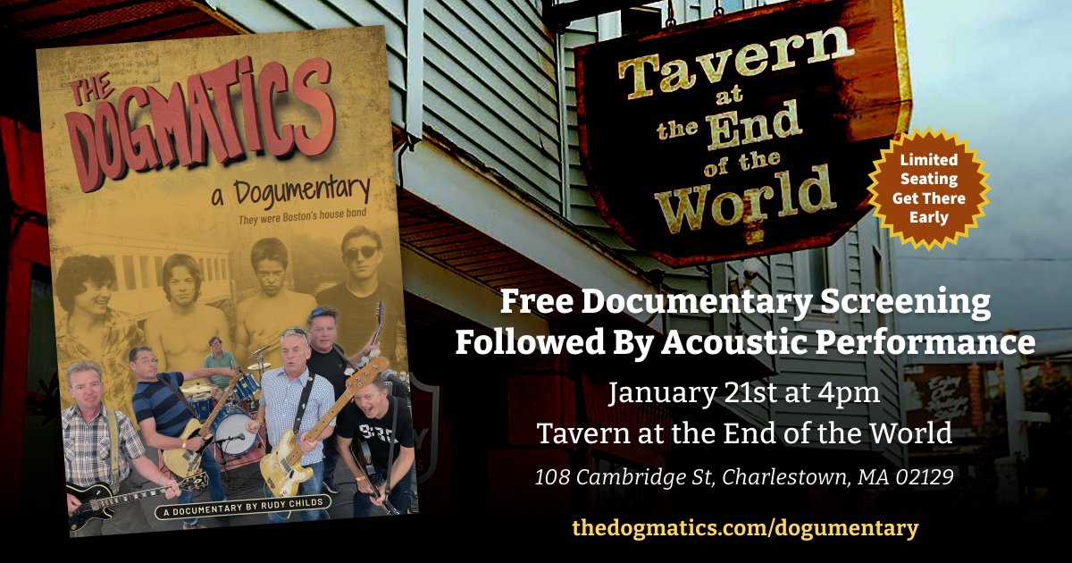 4 PM Film screening, followed by live band performance at 5:45 PM, Tavern at The End of the World thedogmatics.com/shows/