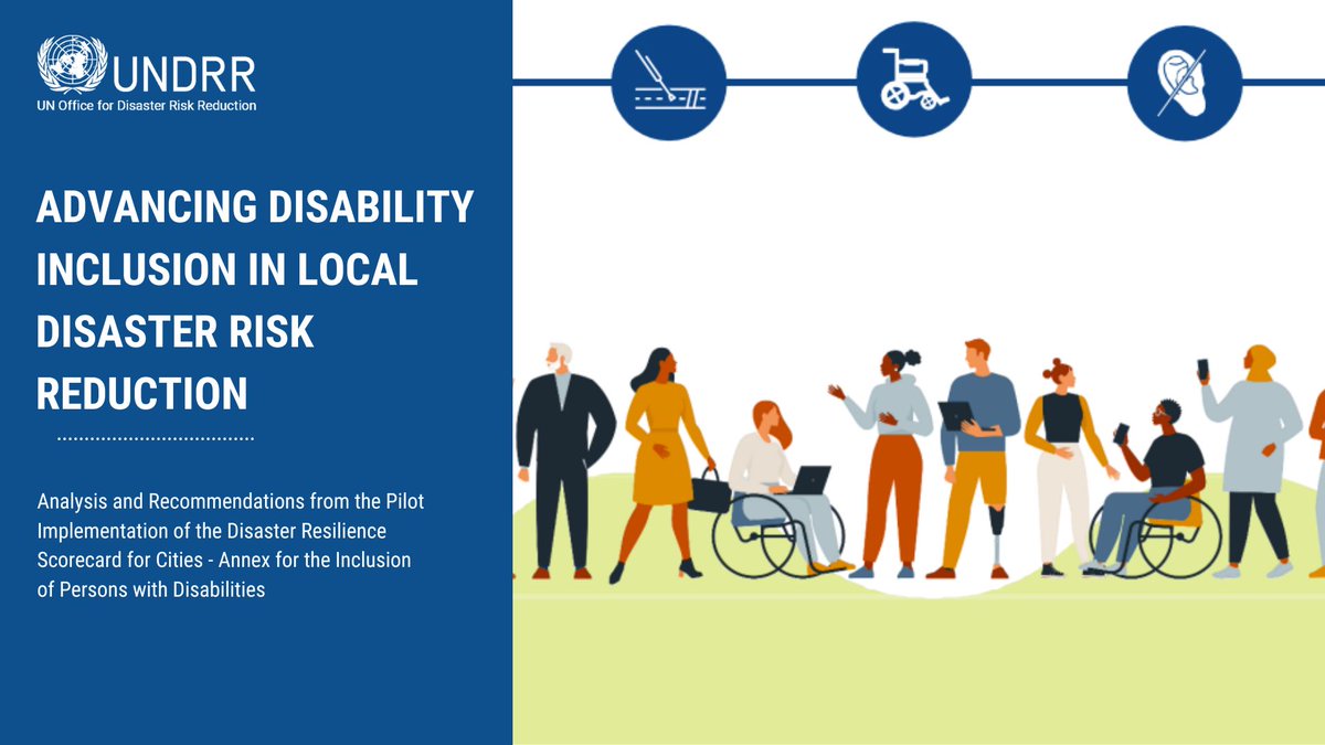UNDRR_Americas's tweet photo. You can now check the Analysis Report for the Pilot Implementation of the Disaster Resilience Scorecard for Cities - Annex for the Inclusion of Persons with Disabilities. Our region includes multiple cities! #LeaveNoOneBehing #MCR2030
Access the report👉https://t.co/8Ek2aji3KR https://t.co/6hbyXrrCJT