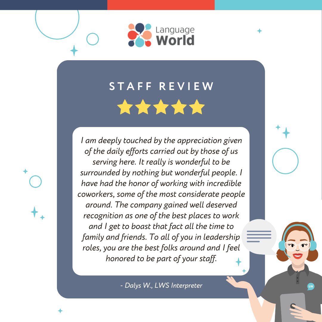 language_world's tweet photo. 🌟 Join our fantastic team and discover why our employees love being a part of Language World. Interested in working with us? Explore opportunities on our Careers page.

https://t.co/N0VSCJDH0H

#LanguageWorld #StaffHighlight #NowHiring #Interpreter https://t.co/4rLFRT2qKH