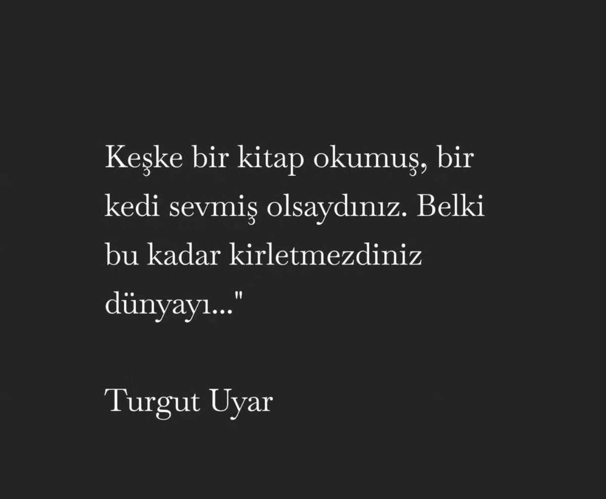 Turgut Uyar şöyle diyor ve çok haklı.