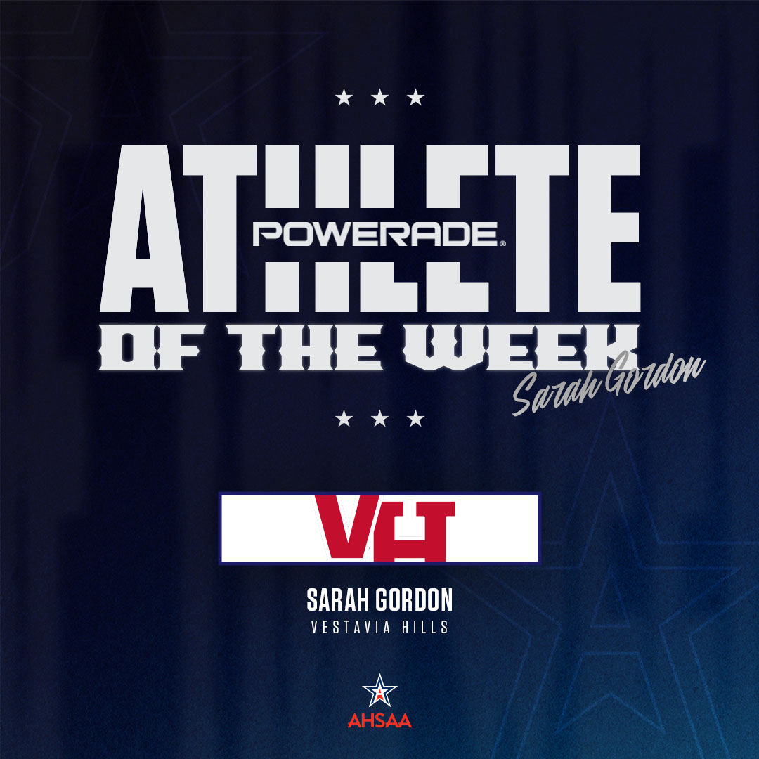 AHSAAnow's tweet photo. The Powerade AOTW is Vestavia Hills Junior Sarah Gordon. Gordon played a key role in helping the Lady Rebels defeat the reigning 7A State Champion Hoover Bucs. Gordon scored 8pts in the final 4min of play and finished with 18. Congrats Sarah! https://t.co/5widdrxlb8