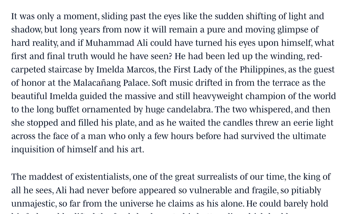 mkrumholtz's tweet photo. The opening lines of Mark Kram's legendary SI story covering the Thrilla in Manila #RIPSI https://t.co/7DiRdELi2j