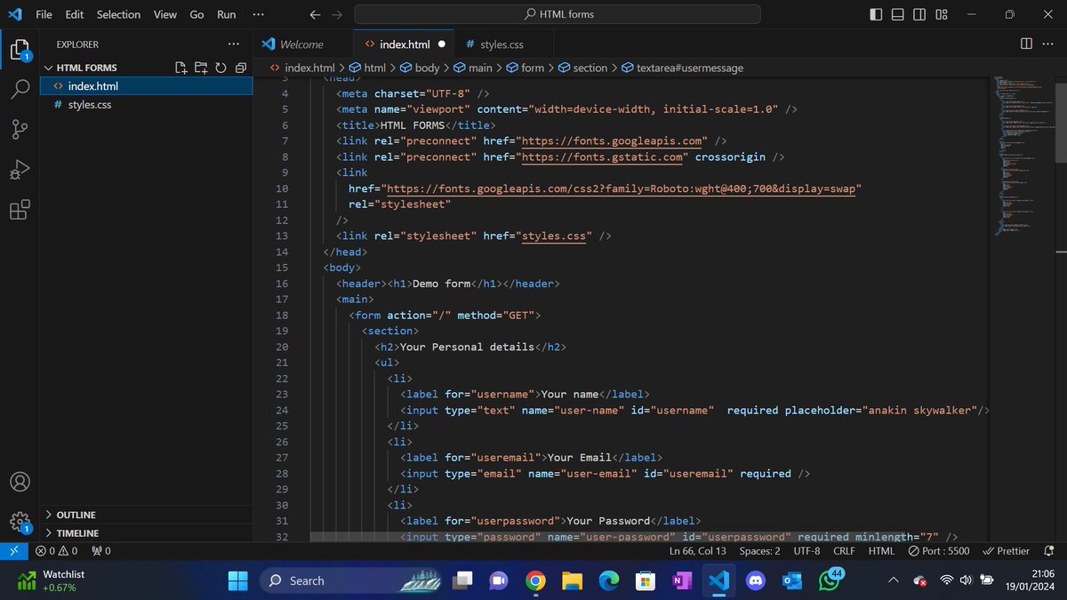 ChimdaluEmekekw's tweet image. day 28 of my #100daysofwebdev challenge. learned more about forms and their different types. also learned about styling forms and adding validation processes using HTML