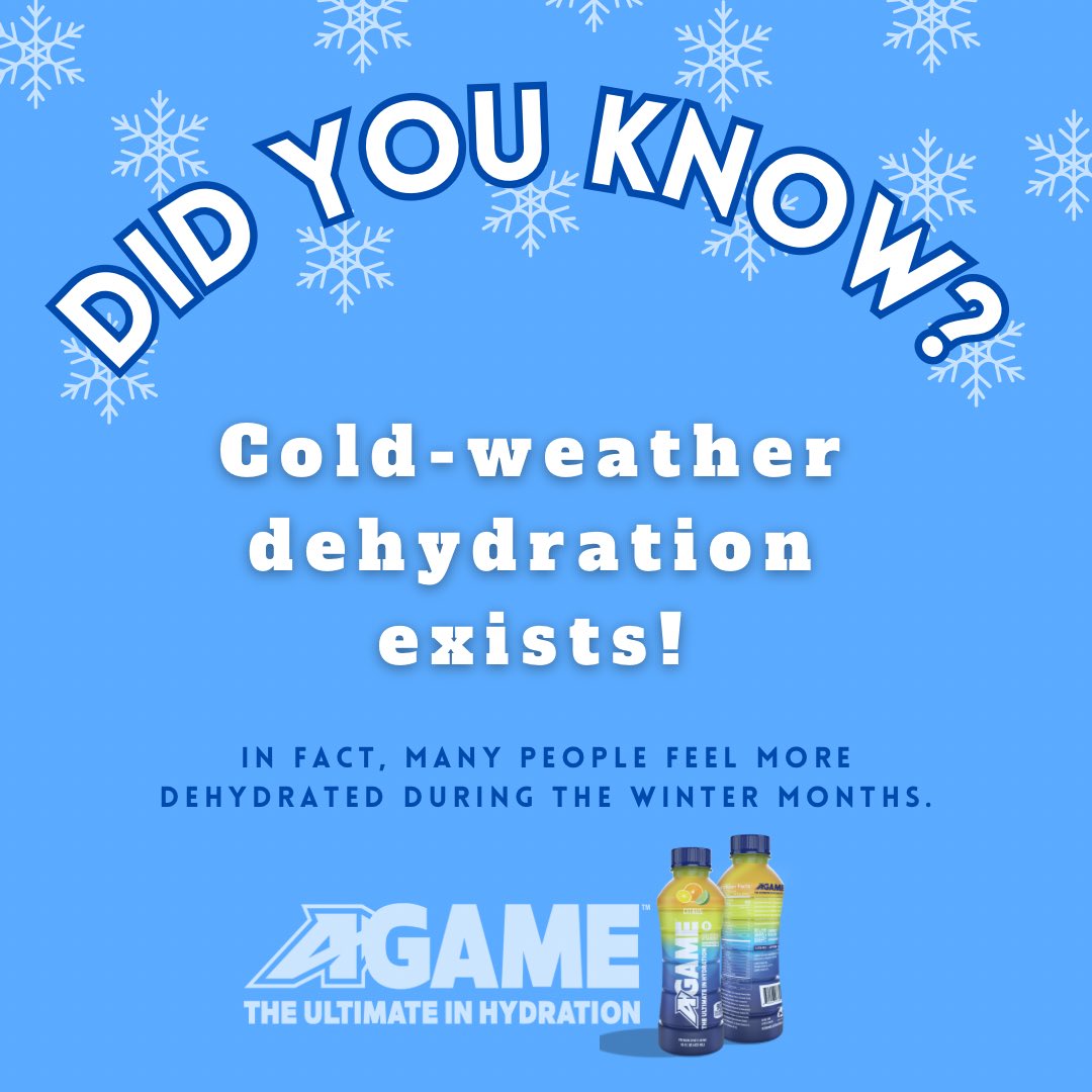 drinkagame's tweet photo. Many people battle dehydration even in the winter π₯Ά Prioritize your hydration YEAR ROUND with great ingredients and no artificial colors or flavors! Visit our website to get A-GAME delivered straight to your door!
#drinkagame #agame #ultimatehydration #hydration #stayhydrated https://t.co/5dHSBUZYUn