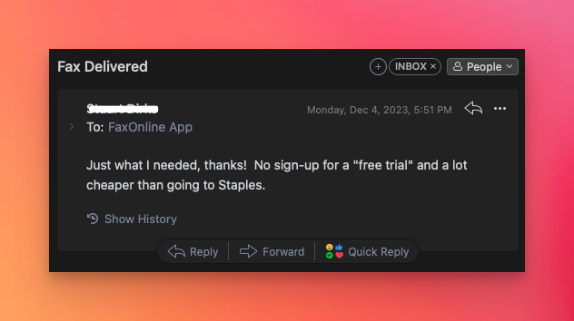 it's fine. if you have to send a fax at least we help make it suck less?
