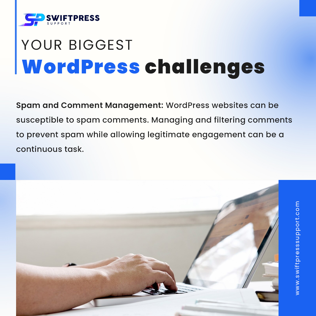 swiftpresswp's tweet image. Tackling your biggest WordPress challenges! Spam and Comment Management can be tricky, but fear not. Let's conquer those challenges together! #WordPress #WebDevChallenges
Visit swiftpresssupport.com for more