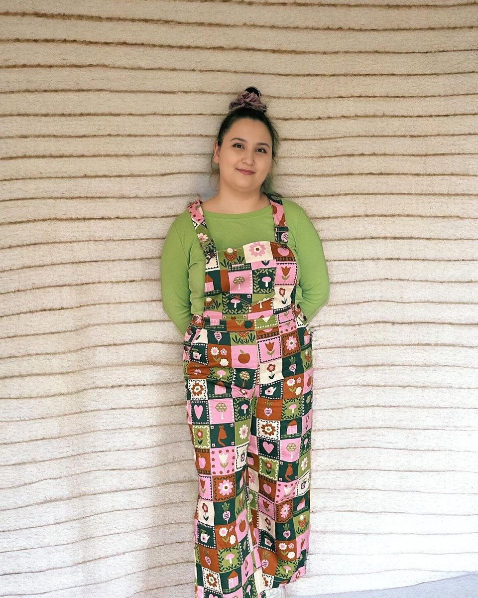 Let the Playful Prairie Overalls add some spring in your step like @frickmaddie bit.ly/47qRZd3 #overalls #cottagecore #patchwork #princesshighway