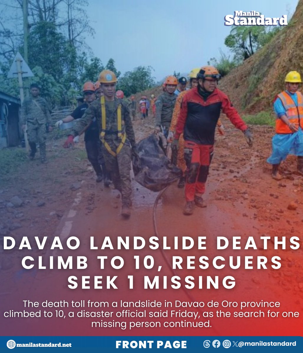 Fourteen people were gathered in a house for a prayer meeting in the mountainous gold mining region when the landslide hit Thursday following days of heavy rain. READ: manilastandard.net/news/314408744…