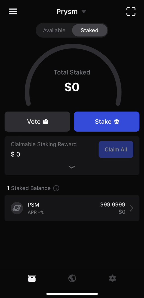 N_RLegend's tweet photo. Staking @PrysmNetwork on IOS in KEPLR mobile wallet! #LAYERZERO #Blockchain #Cosmos #Cosmosecosystem #IBC #prysmchain https://t.co/xQLwxlG53q