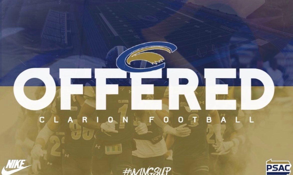 Blessed and thankful to have received an offer from Clarion University! @SJRFB @ClarionFootball @vrizz52