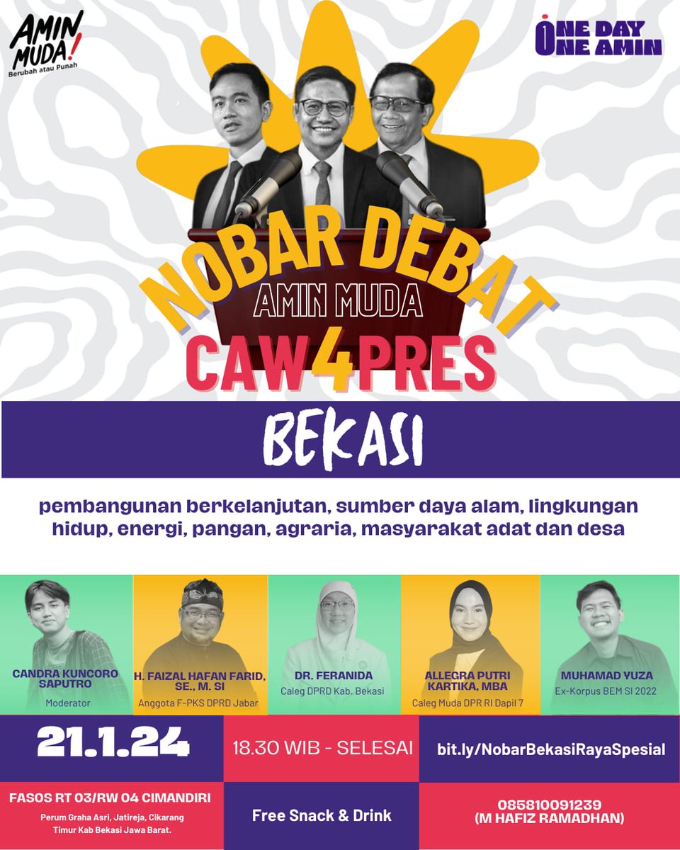 DrFeranida's tweet photo. Kuy, hadir!!! 21/1/2024 jam 18.30
📌 Fasos RT 03/RW 08 Cimandiri, Perum Graha Asri, Jatireja, Cikarang Timur Kab Bekasi Jawa Barat. 
https://t.co/8DNgDTD73e
Kontak Person : 085810091239 (M Hafiz Ramadhan)
Pendaftaran : https://t.co/4jdX9n6QR3
#AMIN2024 #AMINAjadulu https://t.co/nYmWwlJjFq