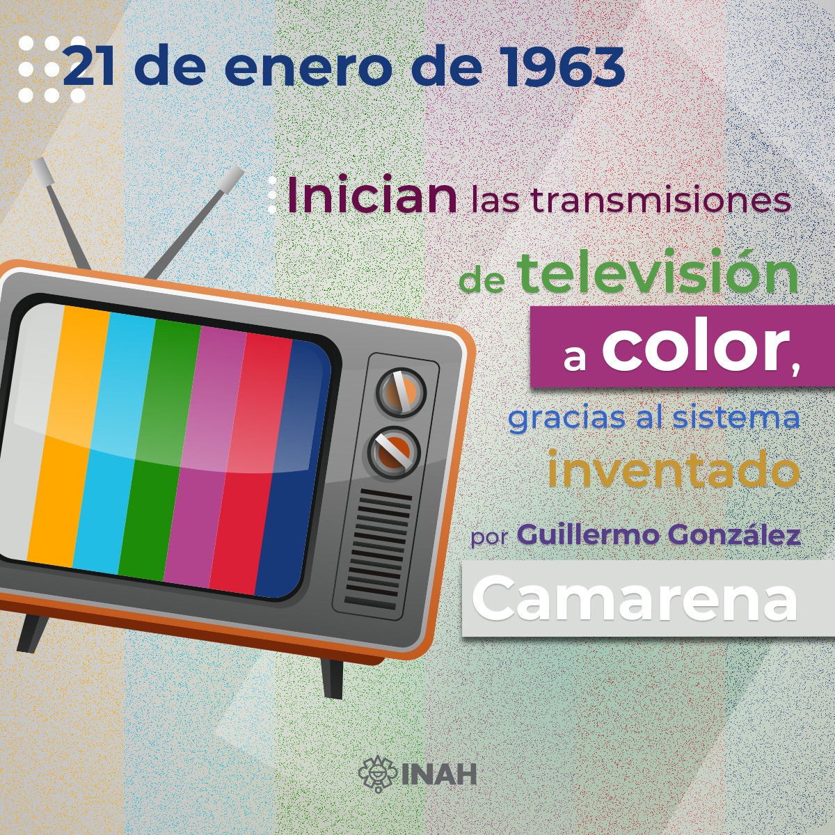 #Efeméride 📜 | Inician las transmisiones de televisión a color, gracias al sistema inventado por Guillermo González Camarena

🔸El 21 de enero de 1963 se llevó a cabo la primera transmisión a color en la historia de la televisión mexicana, a través del Canal 5.