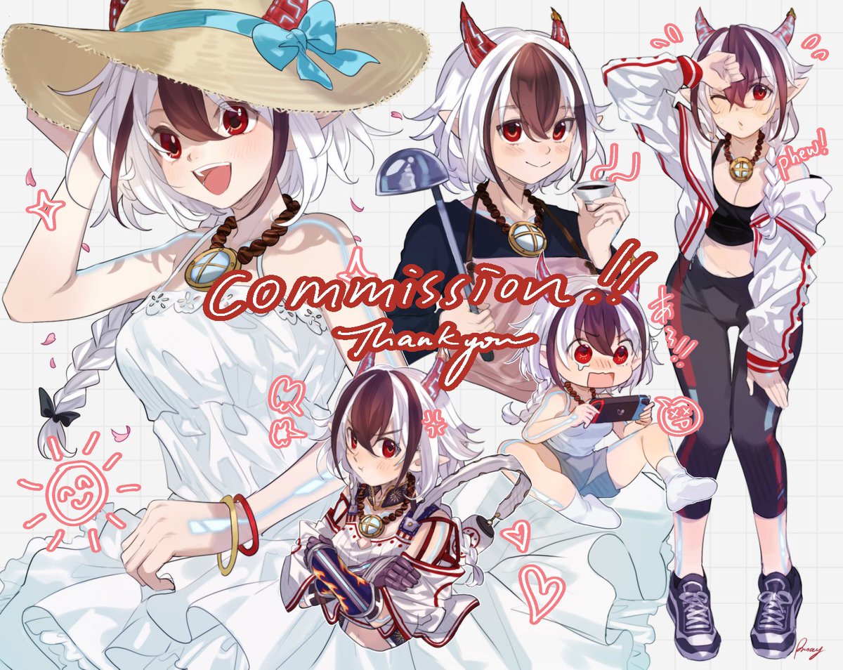 warrior_of_light_(ff14) 「some finished comms!! the one of the lef」|princey @ 🇯🇵 and solistiaのイラスト