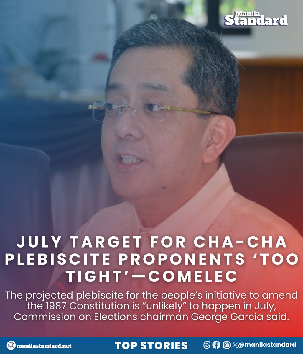 “Based on our monitoring, we have 253 districts. And it seems that none of the 253 districts have the signatures submitted to our local Comelec yet. It should be from all the districts in the Philippines,” Garcia said. READ: manilastandard.net/news/top-stori…