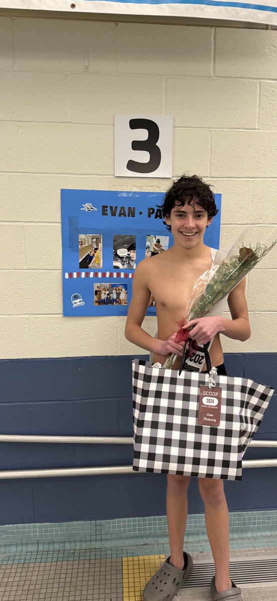 Senior night for our Boys Swim co-op! Congrats Evan and best of luck moving forward! 👏🏻🎉🏊🏻‍♂️ @CharihoRegional @CharihoBoosters @GinaPicard @Andrea_Spas @kcalise12