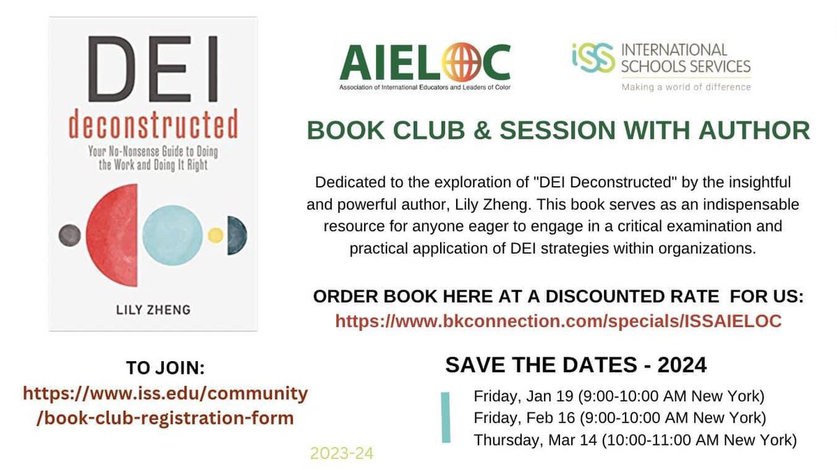 Thank you to all who joined the @ISSCommunity and AIELOC Book Club. We look forward to being in community in February. #issedu #intlELOC