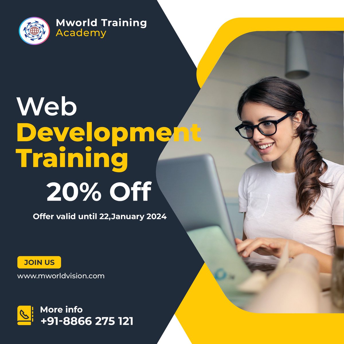 mworldwebtech's tweet photo. Web Development Training 20% Off until 22 January, 2024

#webdeveloper #webdevelopment #training #itproject #professional #professionaltraining #php #phpdeveloper 
#mworld #mworldgroup https://t.co/dUxmlDZXz8