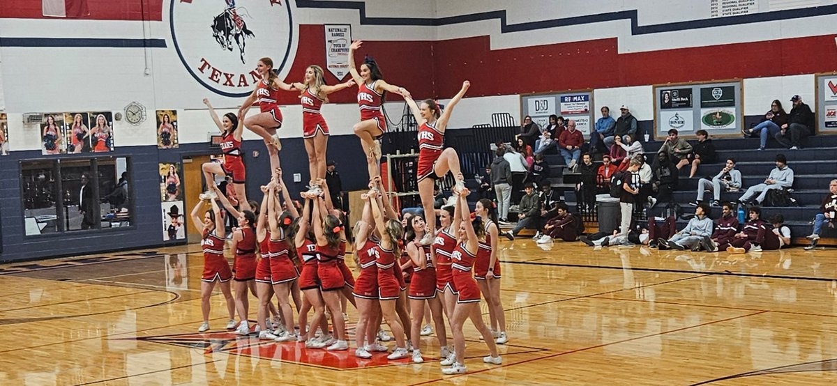 Texan Cheer performing at halftime for the Texan Hoops game vs Davenport. Great job ladies!