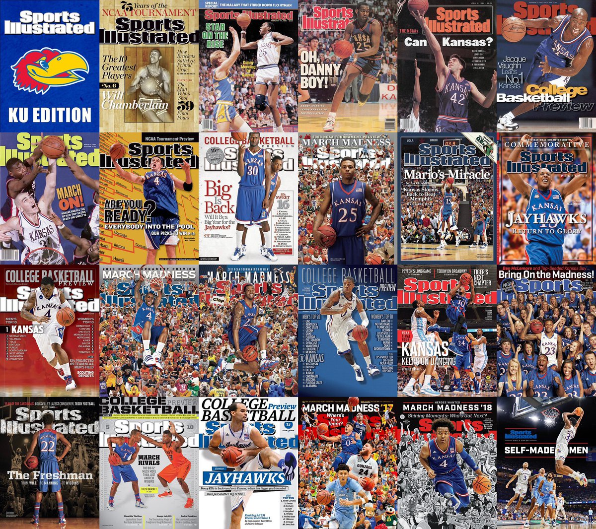 FansOfKU's tweet photo. With the news of Sports Illustrated’s mass layoffs and likely the end of an era, here’s a KU tribute 🫡 https://t.co/fJppLFrjp3