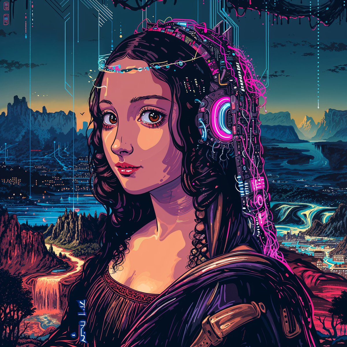 I used Midjourney v6 + Magnific to completely reimagine famous artwork in a cyberpunk anime style. The results are outstanding. 1. “Mona Lisa” by Leonardo da Vinci