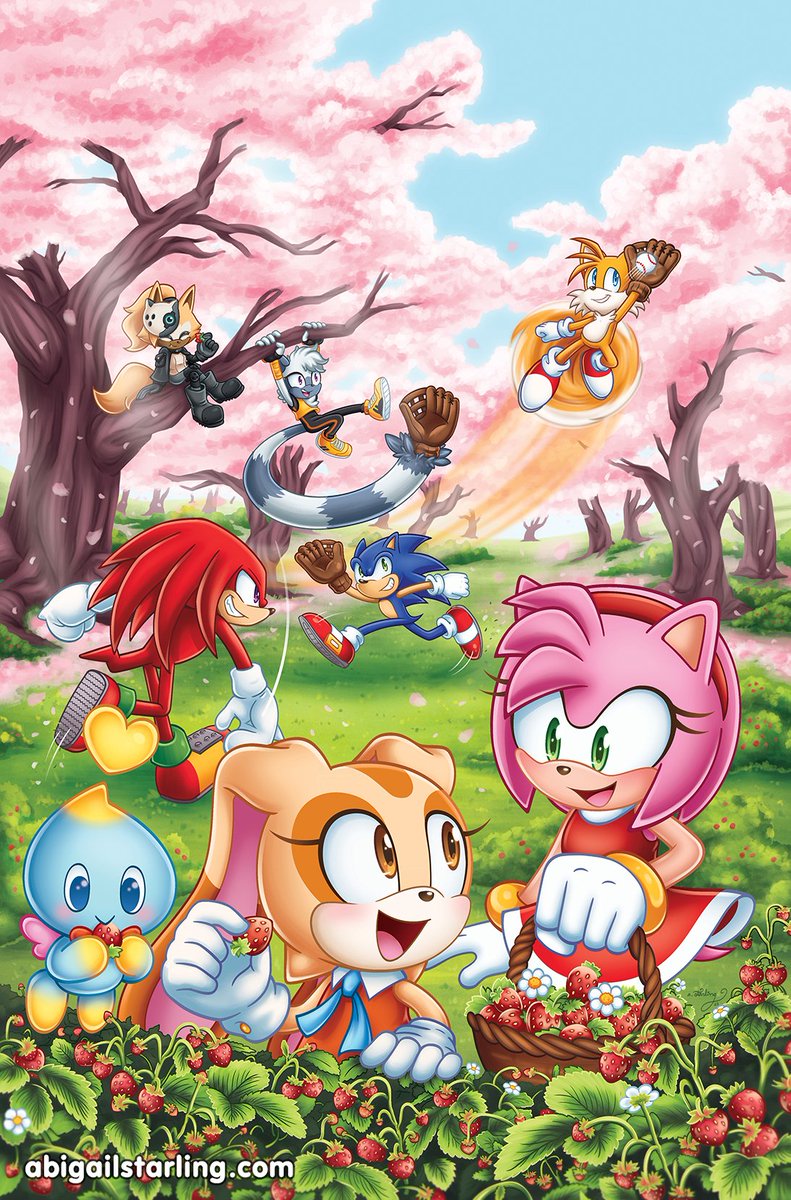 Hey hey, long time no see!! 🥹💙 Here's the logo-less version of the B cover for Sonic the Hedgehog: Spring Broken, releasing in April! 🌸 #IDWSonic #SonicTheHedgehog