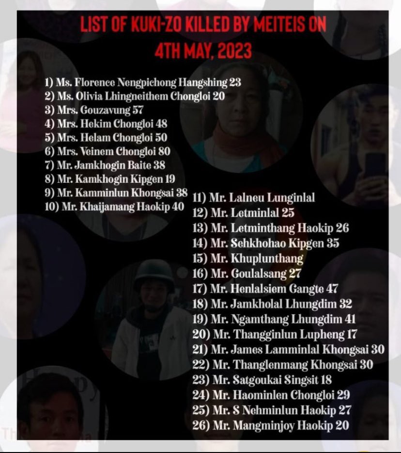 VoiceOfDaHills's tweet photo. #ManipurViolence 📍
In 45 days, 26 deaths in the Meiteis Community became a global concern. On May 4, 2023, the Kuki_Zo death toll also reached 26, triggering speculation about Myanmar's involvement, even among those unfamiliar with the issue.
#IndiaUnderAttack
#MeiteiWarCrimes
#ManipurViolence
#SaveKuki_Zo