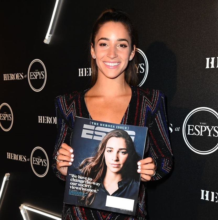 .@Aly_Raisman was featured on ESPN Mag's Heroes Issue cover in 2018 and was part of the @ESPYS salute to Title IX in '22. Congrats to the 3x Olympic champ who works her first #NCAAGym meet tonight as an ESPN analyst (9p ET | @SECNetwork). Via @BrooksAD: bit.ly/48CnzWV